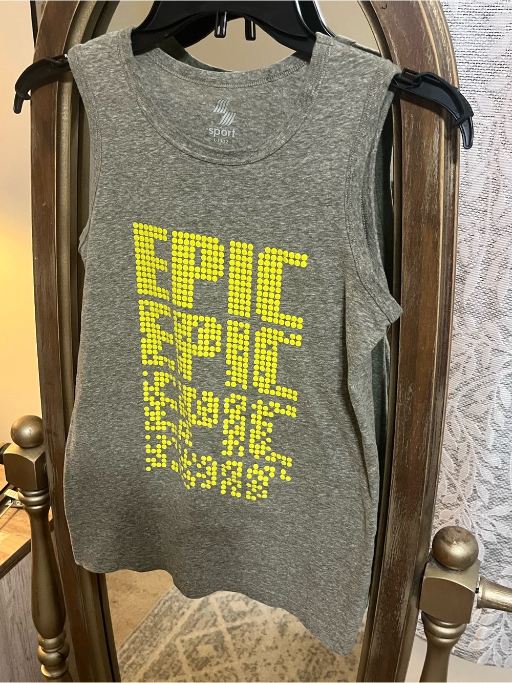 Boys Gray Sleeveless Graphic Tank with Yellow 'EPIC' Print